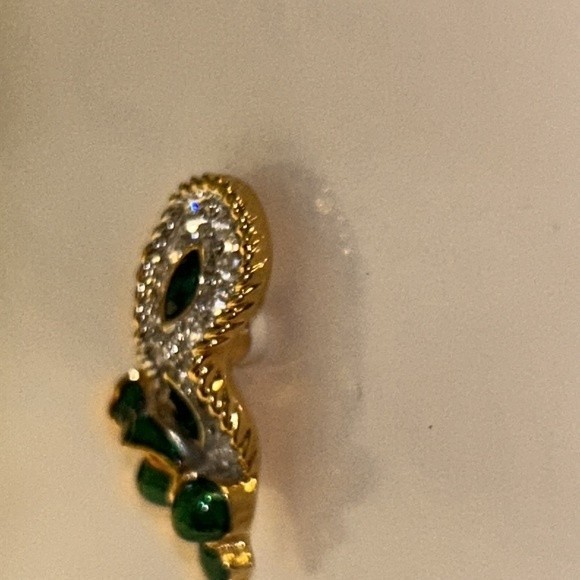 Swarovski Crystal Brooch Mask Tac Pin green,Swan stamped 1/2 x 1 inch - Picture 8 of 12